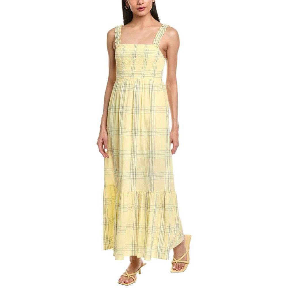 Garrie B Womens Ruffled Strap Maxi Dress, Yellow - Picture 1 of 3